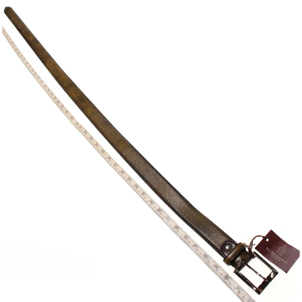 Di Bianco NWT Cut to Size Dress Belt In Green Pebbled Leather One Size